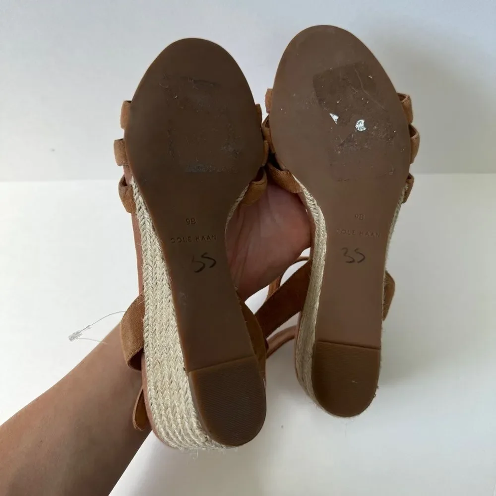 Cole Haan Suede Upper Brown Espadrille Sandals Size 9B NWOB
